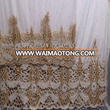 Nigerian dresses beaded lace fabric net embroidered