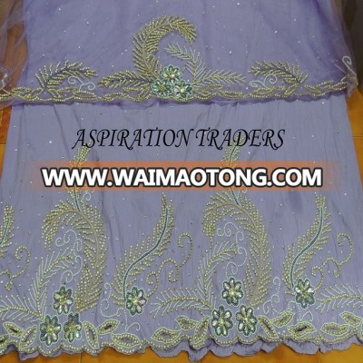 Beaded george lace fabric for Wedding Wear and Party Wear