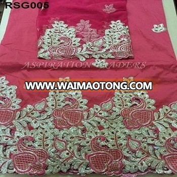 New Designer Good Embroidery Work Long Lasting Red Color African Nigerian George/Wrappers For Women From India